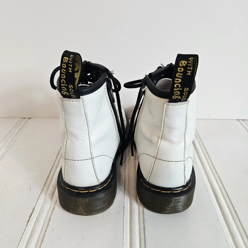 Dr. Martens Boots Kid 13 1460 Romario Leather Zip Combat AirWair Lace Up White